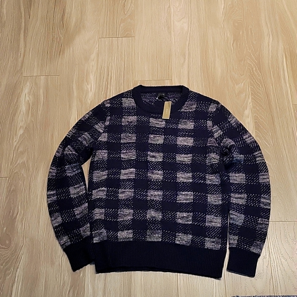 Crew Blue/Gray Patterned Crew Neck Sweate- Brand new never worn!